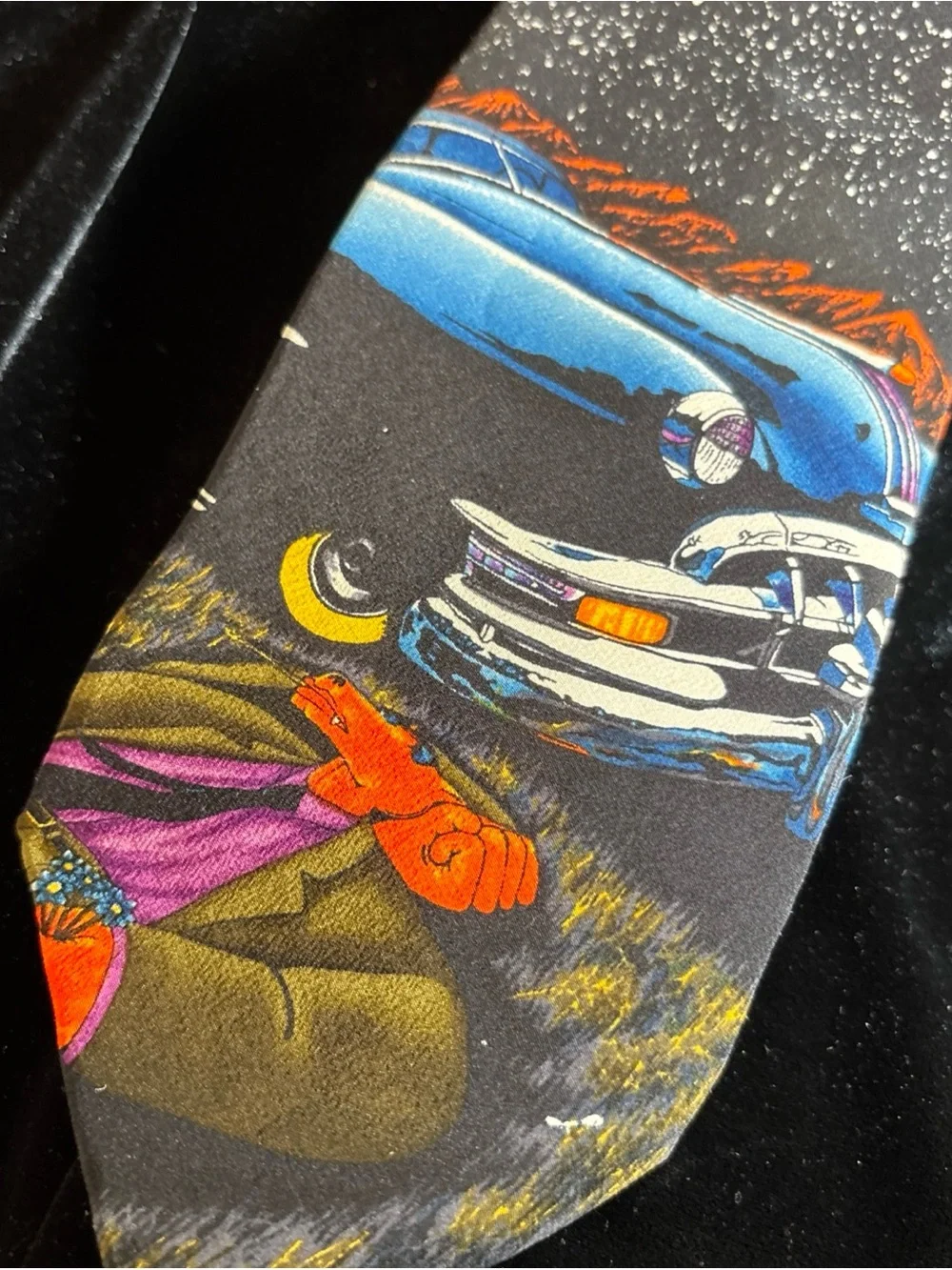 Men's Black Novelty Car Print Tie Markus Pierson